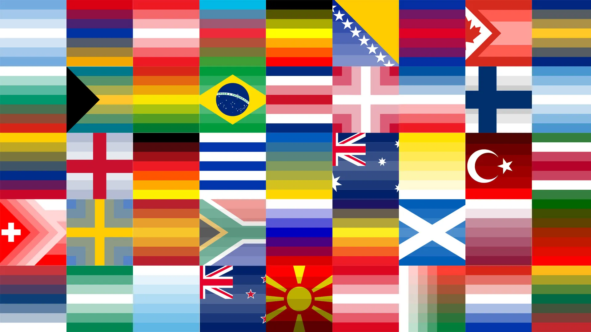 Shaded versions of many national flags